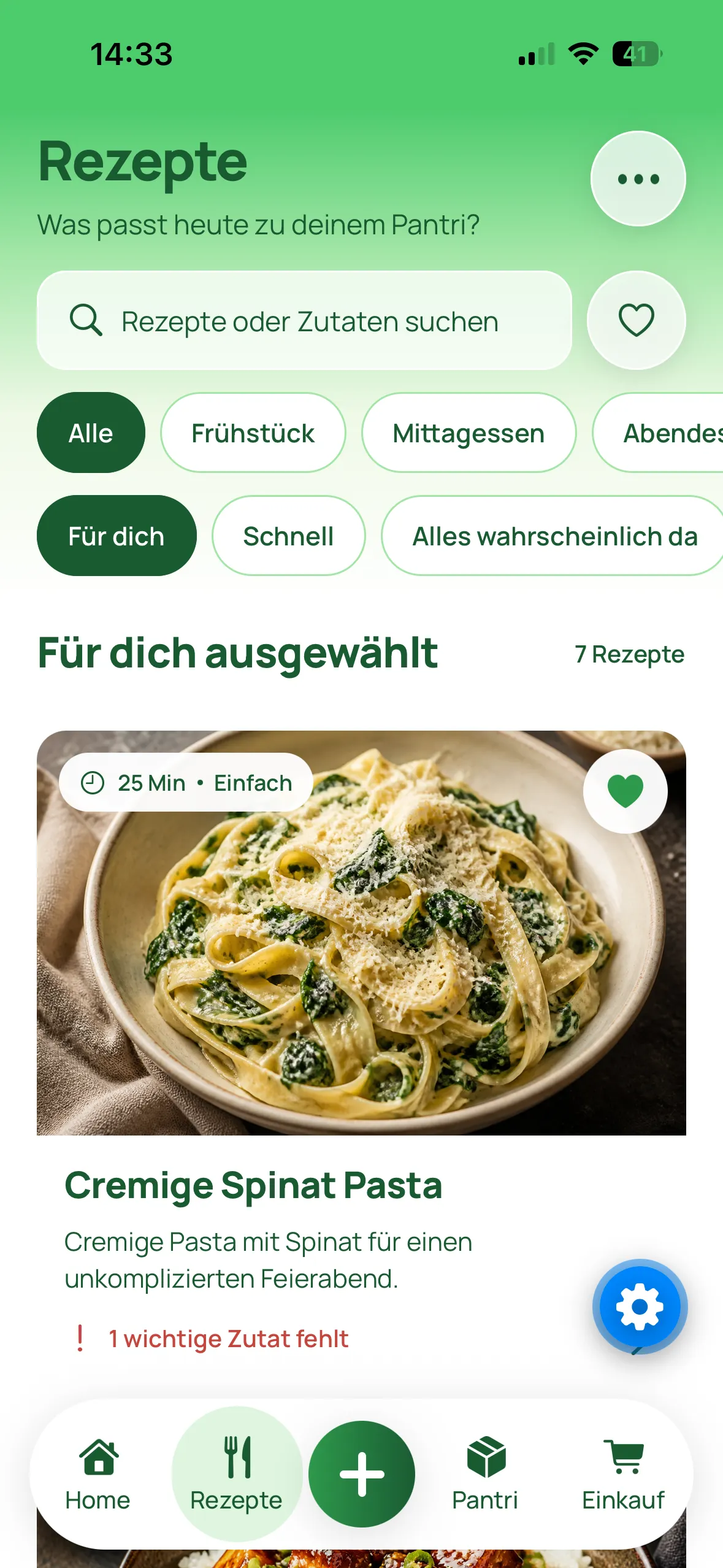 Rezeptübersicht in PantriPanda